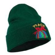 Christmas World Peace Embroidered Beanie