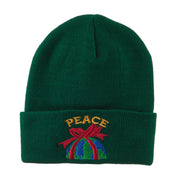 Christmas World Peace Embroidered Beanie