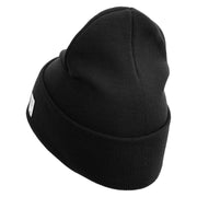 Marines Veteran Logo Embroidered 12 Inch Solid Knit Cuff Long Beanie Made in USA - Black OSFM