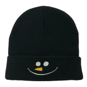 Christmas Snowman Smile Embroidered Beanie