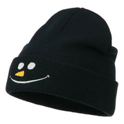 Christmas Snowman Smile Embroidered Beanie