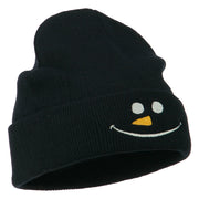 Christmas Snowman Smile Embroidered Beanie