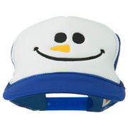 Christmas Snowman Smile Embroidered Foam Cap