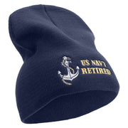 Made in USA Anchor Navy Retired Embroidered 8 Inch Short Beanie - Navy OSFM