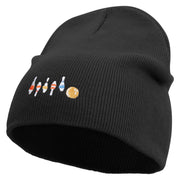 Artistic Style Bowling Embroidered 8 inch Acrylic Short beanie - Black OSFM