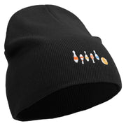 Artistic Style Bowling Embroidered 8 inch Acrylic Short beanie - Black OSFM