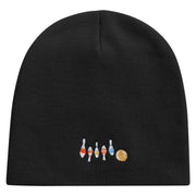 Artistic Style Bowling Embroidered 8 inch Acrylic Short beanie - Black OSFM