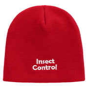 Insect Control Embroidered 8 Inch Short Beanie - Red OSFM