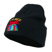 Christmas World Peace Embroidered Beanie