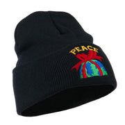 Christmas World Peace Embroidered Beanie