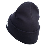 Marines Veteran Logo Embroidered 12 Inch Solid Knit Cuff Long Beanie Made in USA - Navy OSFM