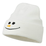 Christmas Snowman Smile Embroidered Beanie