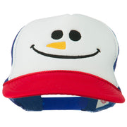 Christmas Snowman Smile Embroidered Foam Cap