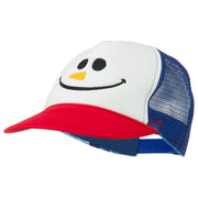 Christmas Snowman Smile Embroidered Foam Cap