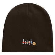 Artistic Style Bowling Embroidered 8 inch Acrylic Short beanie - Brown OSFM