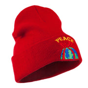 Christmas World Peace Embroidered Beanie