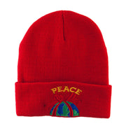 Christmas World Peace Embroidered Beanie