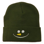 Christmas Snowman Smile Embroidered Beanie