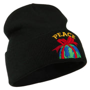 Christmas World Peace Embroidered Beanie