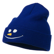 Christmas Snowman Smile Embroidered Beanie