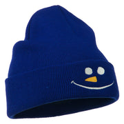 Christmas Snowman Smile Embroidered Beanie