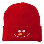 Christmas Snowman Smile Embroidered Beanie