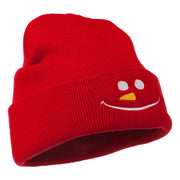 Christmas Snowman Smile Embroidered Beanie