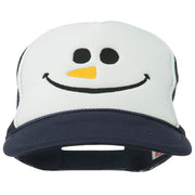 Christmas Snowman Smile Embroidered Foam Cap