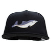 Embroidered Single Dolphin Patched 5 Panel Flat Bill Snapback Cap - Black OSFM