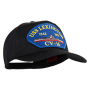 USS Lexington CV 16 Blue Patched Solid Cotton Twill 5 Panel Prostyle Snap Cap - Black OSFM