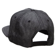 Embroidered Single Dolphin Patched 5 Panel Flat Bill Snapback Cap - Denim-Black OSFM