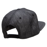 Embroidered Single Dolphin Patched 5 Panel Flat Bill Snapback Cap - Denim-Black OSFM