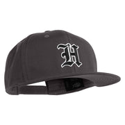 Old English Black H Patched 6 Panels Round Bill Cap - Dark Grey OSFM
