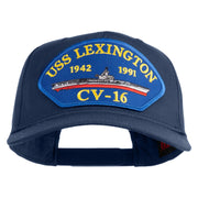 USS Lexington CV 16 Blue Patched Solid Cotton Twill 5 Panel Prostyle Snap Cap - Navy OSFM