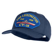 USS Lexington CV 16 Blue Patched Solid Cotton Twill 5 Panel Prostyle Snap Cap - Navy OSFM