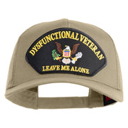 Dysfunctional Veteran Leave Me Alone Patched Solid Cotton Twill 5 panel Mesh Back Cap - Khaki OSFM