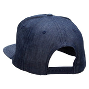 Embroidered Single Dolphin Patched 5 Panel Flat Bill Snapback Cap - Denim-Navy OSFM