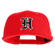 Old English Black H Patched 6 Panels Round Bill Cap - Red OSFM