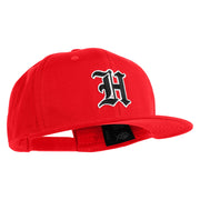 Old English Black H Patched 6 Panels Round Bill Cap - Red OSFM