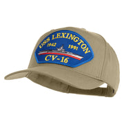 USS Lexington CV 16 Blue Patched Solid Cotton Twill 5 Panel Prostyle Snap Cap - Khaki OSFM