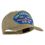 USS Lexington CV 16 Blue Patched Solid Cotton Twill 5 Panel Prostyle Snap Cap - Khaki OSFM