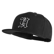 Old English Black H Patched 6 Panels Round Bill Cap - Black OSFM