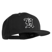 Old English Black H Patched 6 Panels Round Bill Cap - Black OSFM
