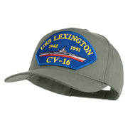 USS Lexington CV 16 Blue Patched Solid Cotton Twill 5 Panel Prostyle Snap Cap - Grey OSFM