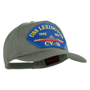 USS Lexington CV 16 Blue Patched Solid Cotton Twill 5 Panel Prostyle Snap Cap - Grey OSFM