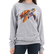 Sea Turtle Graphic Design  Unisex Ring Spun Cotton Premium Long Sleeve T-shirt - Heather-Grey XS