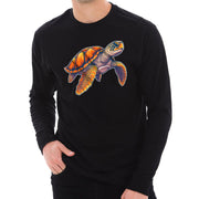 Sea Turtle Graphic Design  Unisex Ring Spun Cotton Premium Long Sleeve T-shirt - Black XS