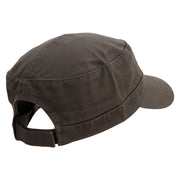 Wildlife Embroidered Garment Washed Adjustable Army Cap - Dk-Olive-Green OSFM