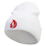 Fireman Embroidered 12 Inch Long Knitted Beanie - White OSFM