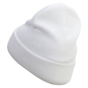 Fireman Embroidered 12 Inch Long Knitted Beanie - White OSFM